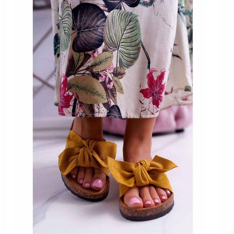 BUGO Dámské pantofle s mašlí Yellow Randy žlutá 2