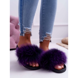 Dámské pantofle s přírodní kožešinou Violet Naturis fialová 2