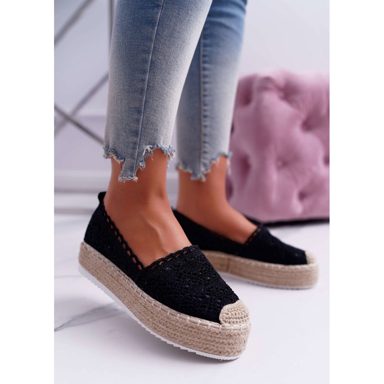 Dámské černé krajkové espadrilky Lovely Haven černý 1