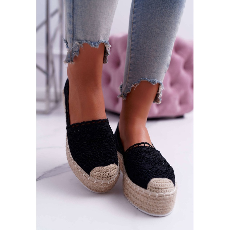 Dámské černé krajkové espadrilky Lovely Haven černý 2
