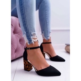 SEA Dámské lodičky na podpatku Leopard Black Ferri hnědý černý 1