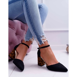 SEA Dámské lodičky na podpatku Leopard Black Ferri hnědý černý 2