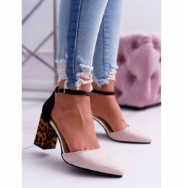 PS1 Dámské lodičky na podpatku Leopard Béžová Ferri béžový černá vícebarevný 1
