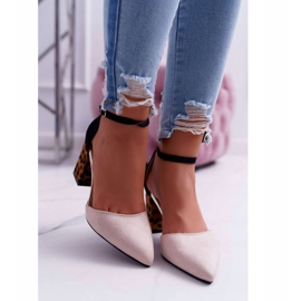 PS1 Dámské lodičky na podpatku Leopard Béžová Ferri béžový černá vícebarevný 2