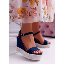 BUGO Dámské sandály na klínovém plátně Navy Liviana námořnická modrá 1