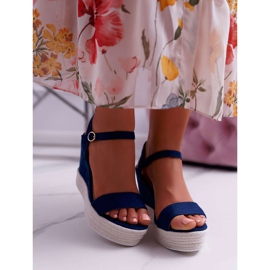 BUGO Dámské sandály na klínovém plátně Navy Liviana námořnická modrá 2