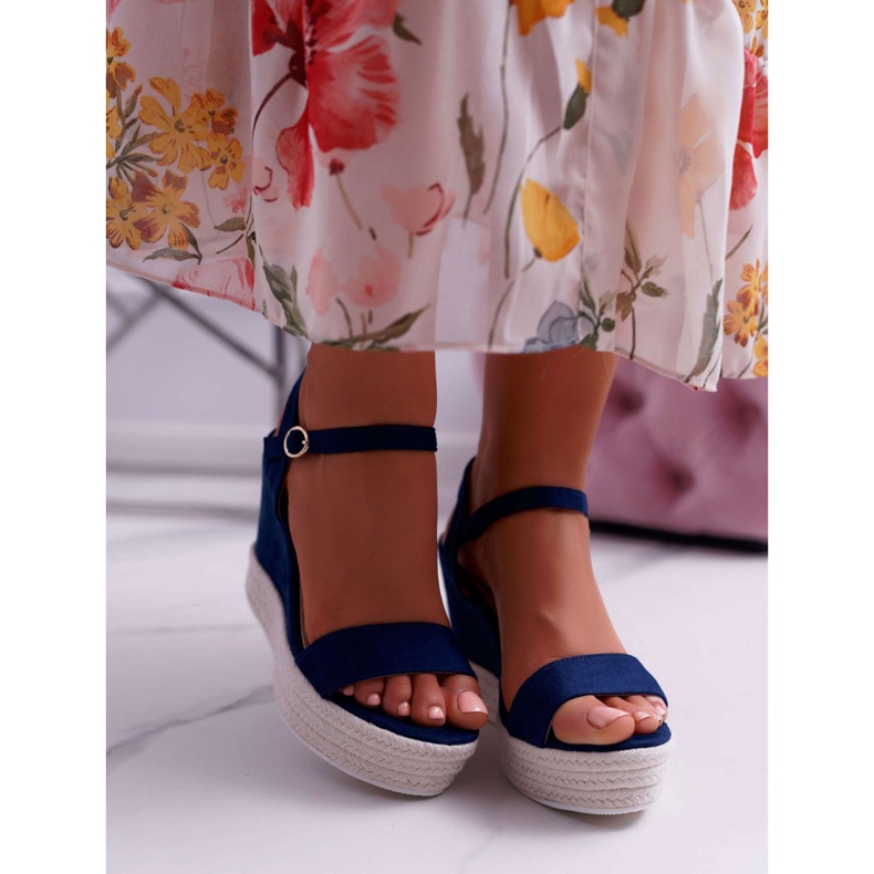 BUGO Dámské sandály na klínovém plátně Navy Liviana námořnická modrá 2