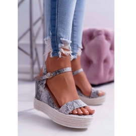 BUGO Dámské sandály na klínovém hadu Liviana šedá 1