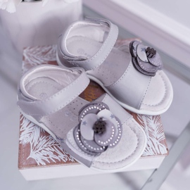 EVE Dětské sandály se suchým zipem pro dívky šedé flamenco šedá 1