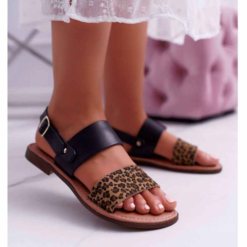 Dámské sandály Maciejka Leather Leopard Black IT001-03 / 00-0 černá 1
