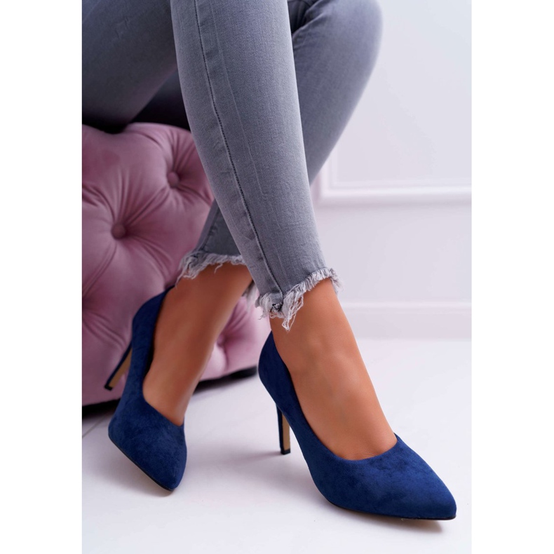 EVE Dámské jehlové semišové šaty ve Spitz Navy Blue Kiss Me námořnická modř 1