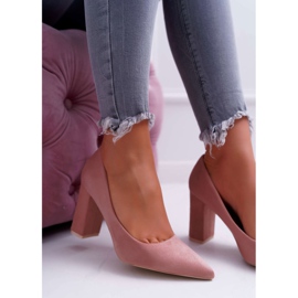 BUGO Dámské lodičky na podpatku semišová růžová Clarina růžový 2