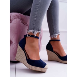 BUGO Dámské sandály na klínku Navy Blue Tammaris námořnická modř 1