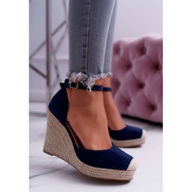 BUGO Dámské sandály na klínku Navy Blue Tammaris námořnická modř 2