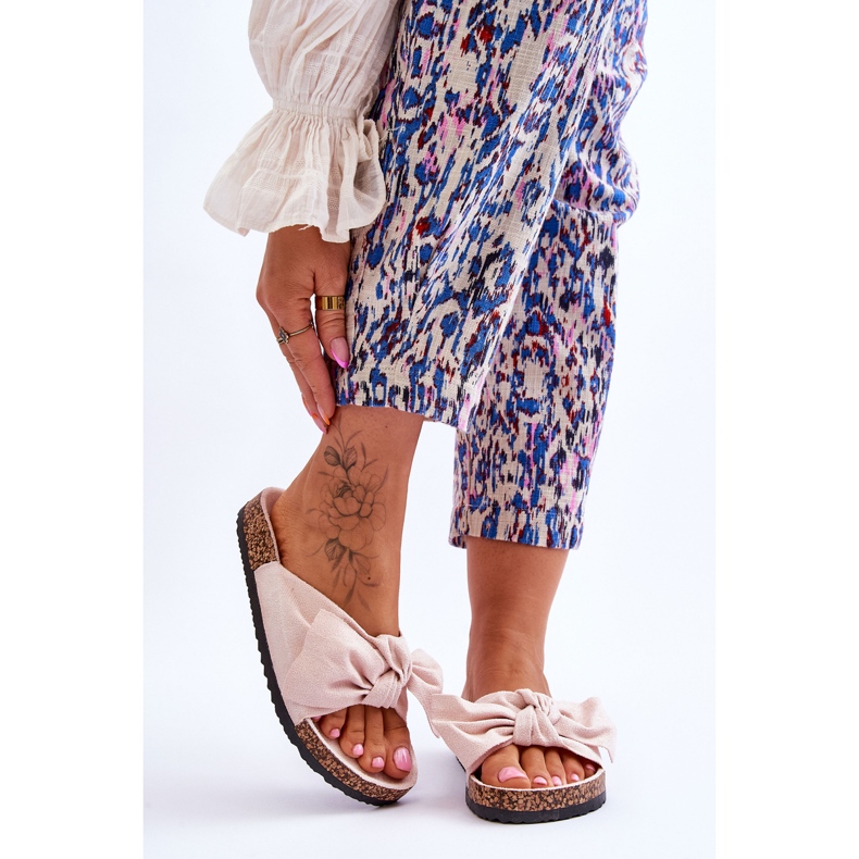 PS1 Dámské béžové pantofle s mašlí Wendy Cork béžový 1