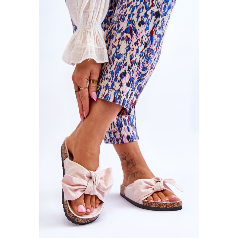 PS1 Dámské béžové pantofle s mašlí Wendy Cork béžový 2