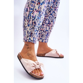 PS1 Dámské béžové pantofle s mašlí Wendy Cork béžový 3