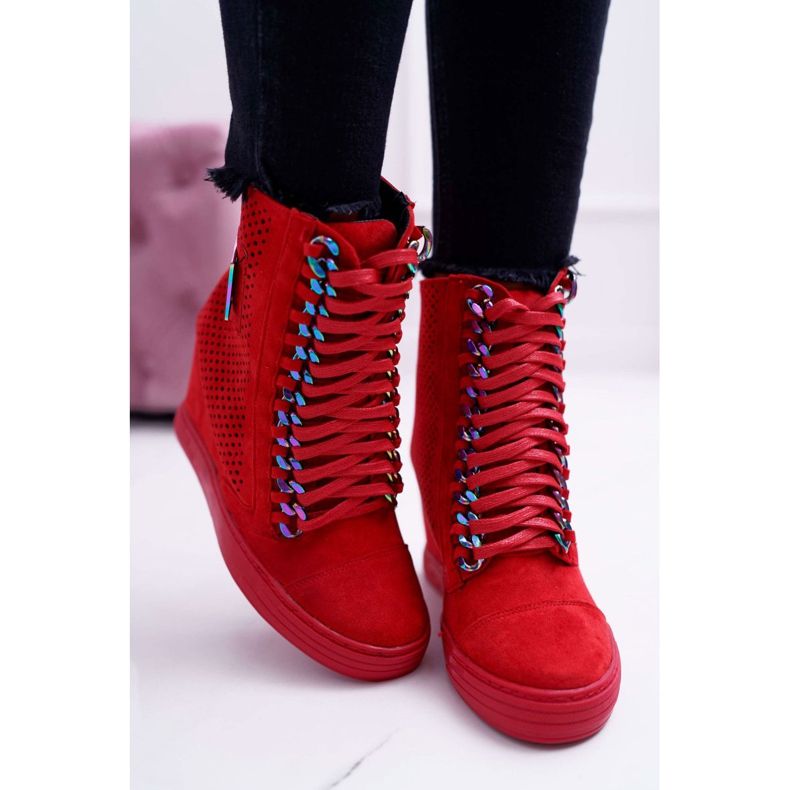 Dámské tenisky Lu Boo Openwork Suede Red Clamma červený 2