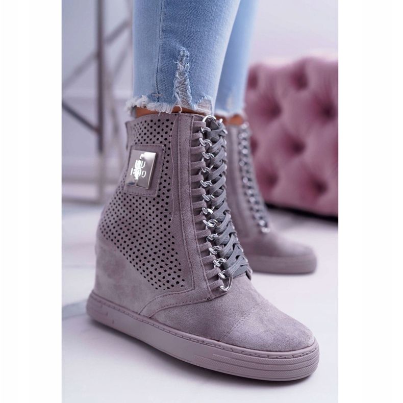 Dámské tenisky Lu Boo Openwork Suede Grey Clamma šedá 1