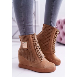 Dámské tenisky Lu Boo Openwork Suede Camel Clamma hnědý 2 Dámské tenisky Lu Boo Openwork Suede Camel Clamma hnědý 2