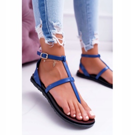 Lu Boo Sandály římské ženy, japonské Lento Navy blue námořnická modř 2