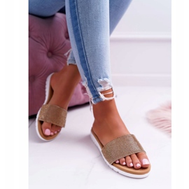 Zlaté dámské pantofle Lu Boo s dobrotami zlatý 1