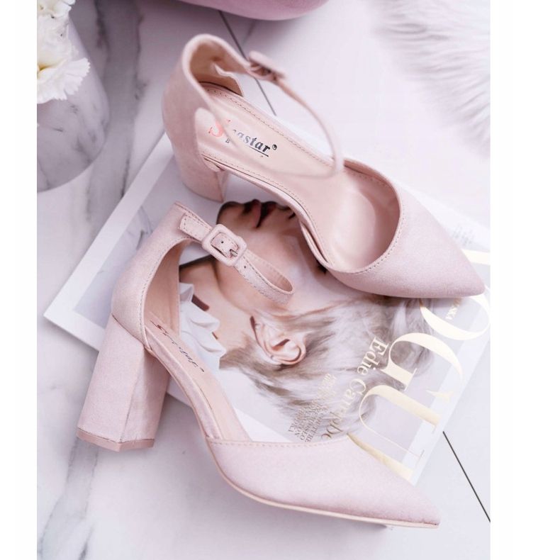 PS1 Dámské lodičky na podpatku semiš béžová Harye vícebarevný růžový 2