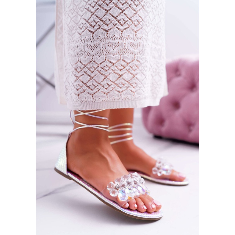 Dámské sandály Lu Boo Crystals Silver Madina šedá 1