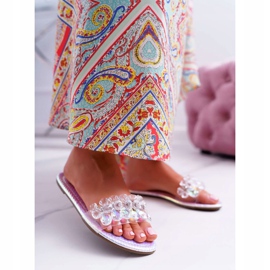 Dámské pantofle s kubickým zirkonem Lu Boo Petrol Silver Mediana šedá 1