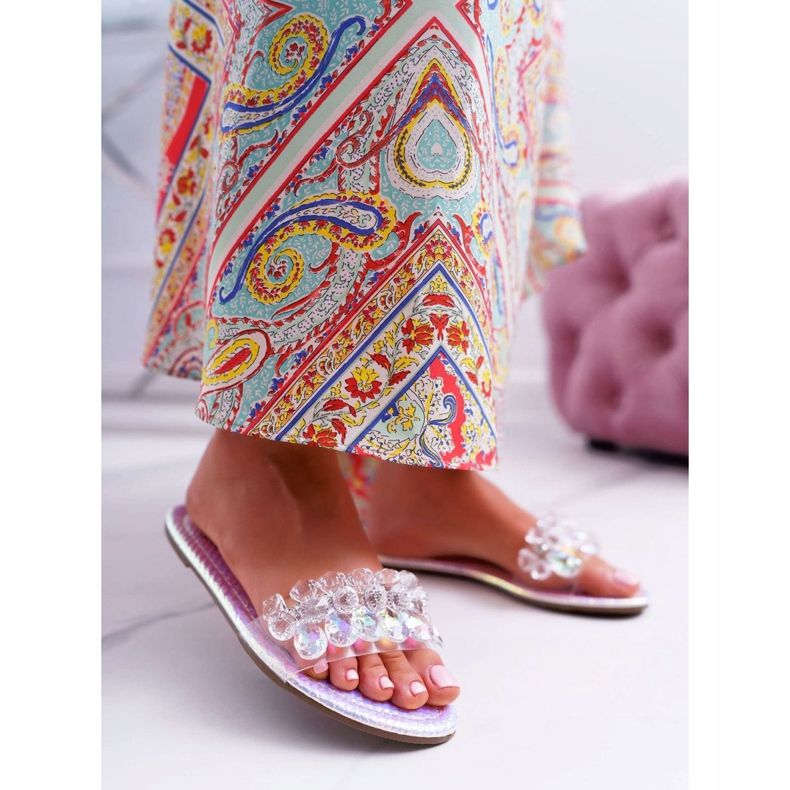 Dámské pantofle s kubickým zirkonem Lu Boo Petrol Silver Mediana šedá 1