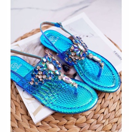 Dámské sandály Lu Boo Crystals Petrol Blue Sonne modrý 6