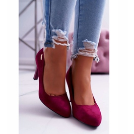 Dámské lodičky na podpatku semiš tmavě fuchsie Sergio Leone Campbell růžový 2