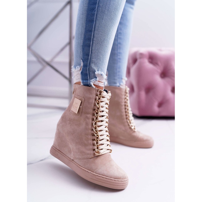 Dámské tenisky Lu Boo zlatý řetízek semiš béžová Monica béžový 1