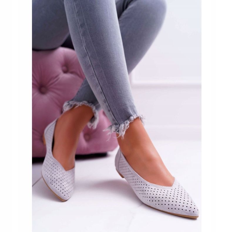 Dámské balerínky Lu Boo prolamované šedý dezert šedá 1