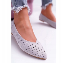 Dámské balerínky Lu Boo prolamované šedý dezert šedá 2