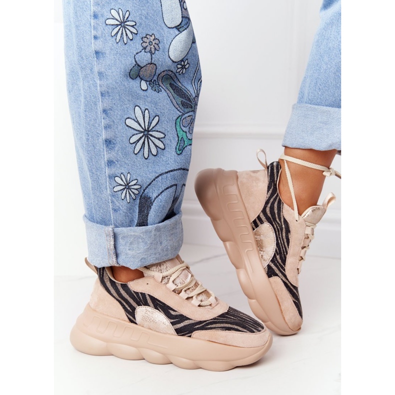 Dámské sportovní boty Lu Boo tlustá podrážka béžová Ochutnejte! béžový 2