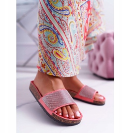 PS1 Dámské pantofle na korku s korálovými krystaly růžový 1 PS1 Dámské pantofle na korku s korálovými krystaly růžový 1