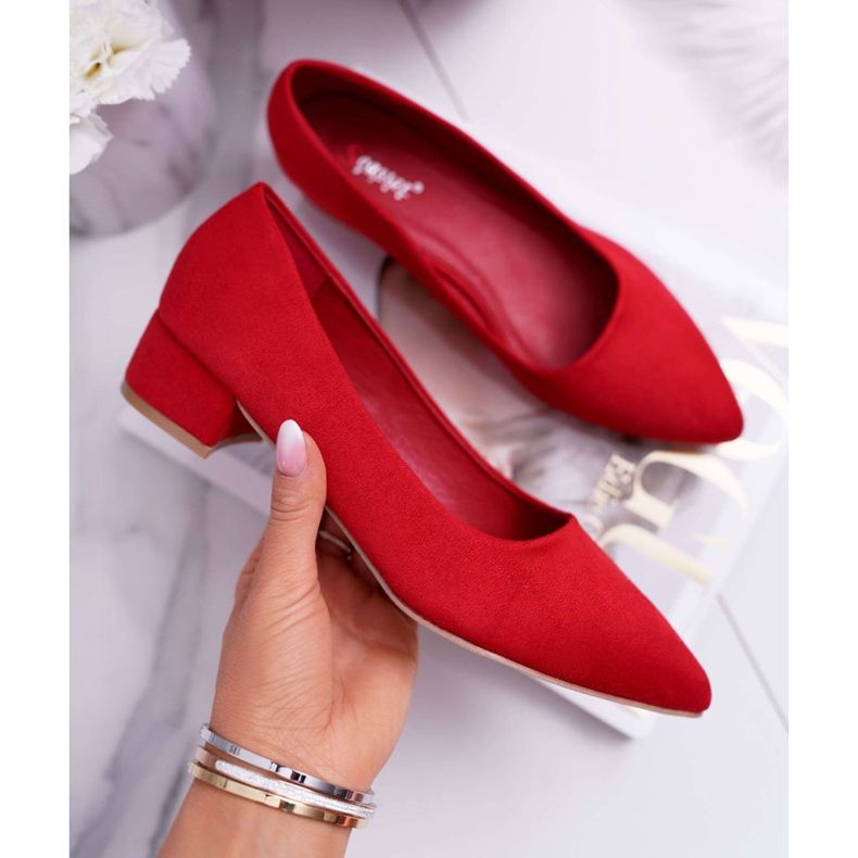 PS1 Klasické dámské lodičky semišové červené Rheya 1