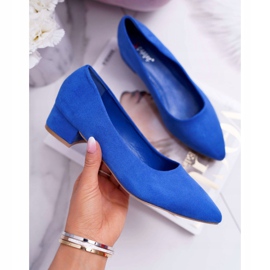 PS1 Klasické dámské lodičky semišové modré Rheya modrý 1