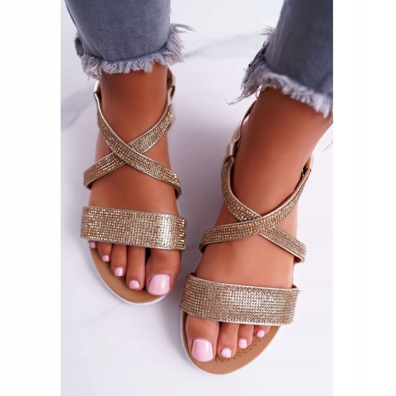 Dámské sandály Lu Boo s kubickým zirkonem 406-5 Gold Stella zlatý 1