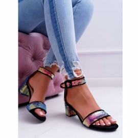 Dámské sandály na vysokém podpatku Lu Boo Iridescent Sequins Black Tindal černá 1