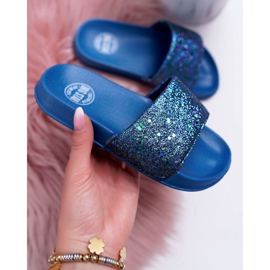 Big Star Velké pantofle pro děti a mládež Navy Blue Brocade AA374089 námořnická modrá 1