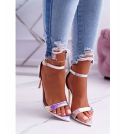 Dámské sandály na vysokém podpatku Lu Boo Opalescent Gasoline Debbi vícebarevný růžový 2