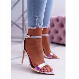 Dámské sandály na vysokém podpatku Lu Boo Opalescent Petrol Violet Debbi fialový vícebarevný 1