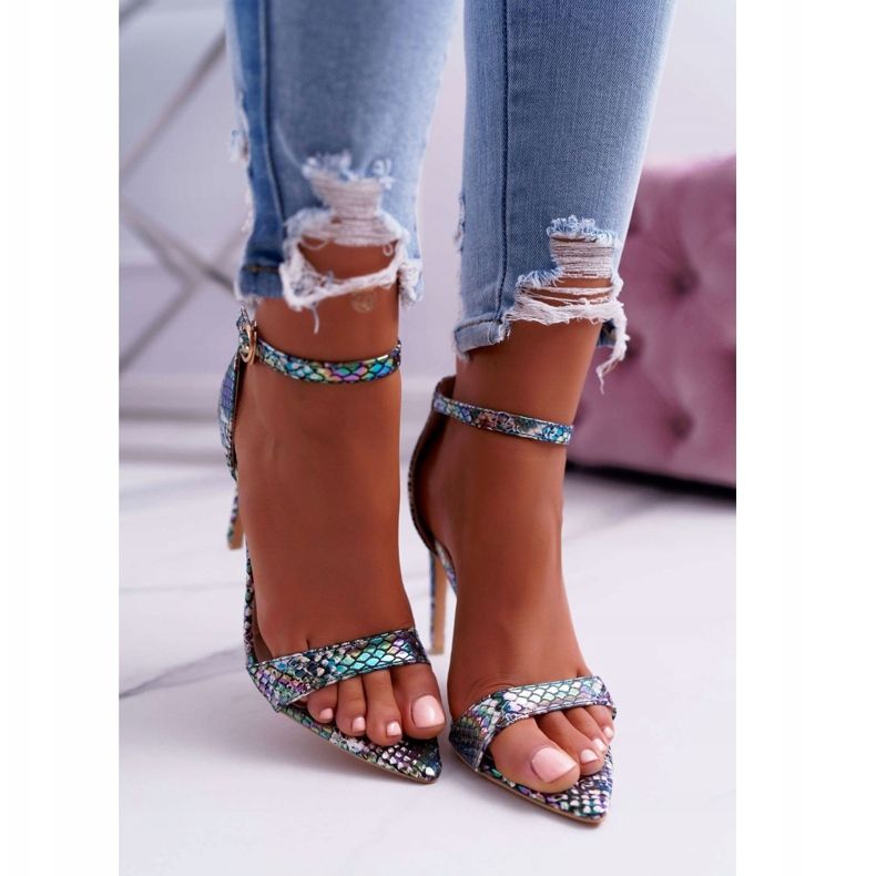 Dámské sandály na vysokém podpatku Lu Boo Snake Green Ramann vícebarevný zelená 2