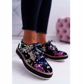 Dámské brogues Lu Boo fialové flitry Moonlight černý fialová vícebarevný 1