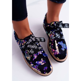 Dámské brogues Lu Boo fialové flitry Moonlight černý fialová vícebarevný 2