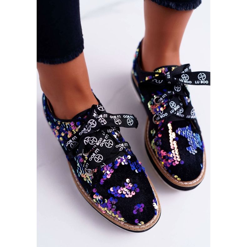 Dámské brogues Lu Boo fialové flitry Moonlight černý fialová vícebarevný 2