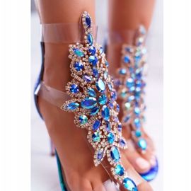 Dámské sandály na vysokém podpatku Lu Boo Petrol 2047-89 Milleni modrý 2