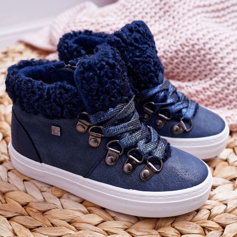 Dětské Chlapecké Dívčí Boty Dívčí Big Star Navy Blue EE374018 modrý 2
